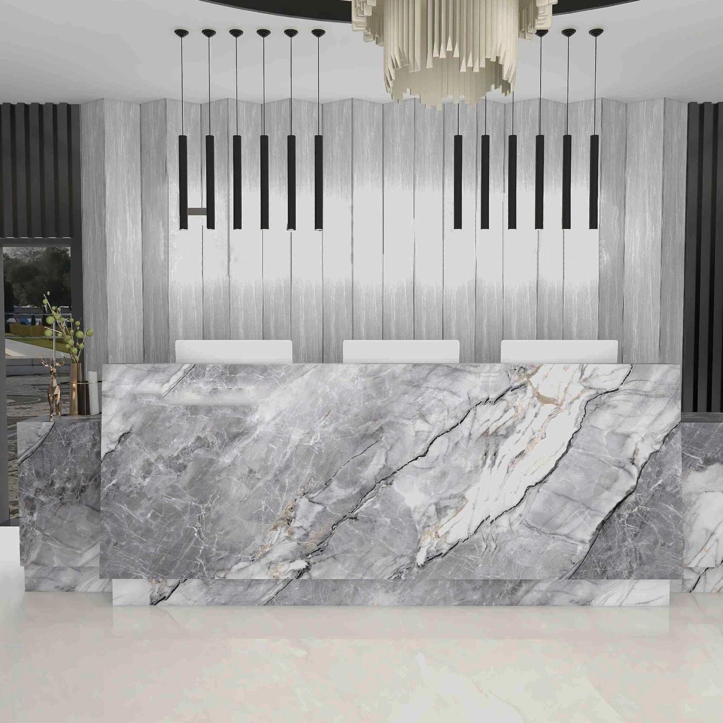 PVC-Paneel 260x120cm DARK MARBLE